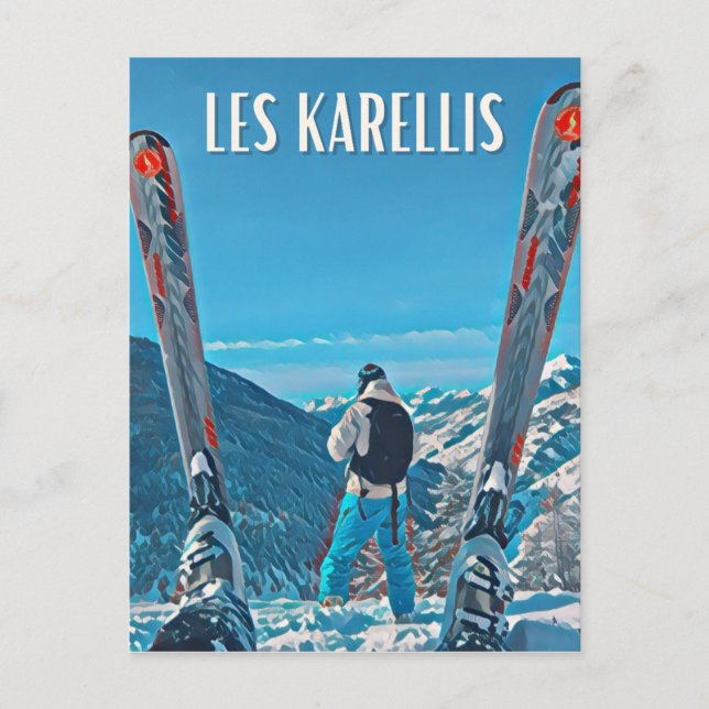 Karellis Skistation Postkarte (Vorderseite)