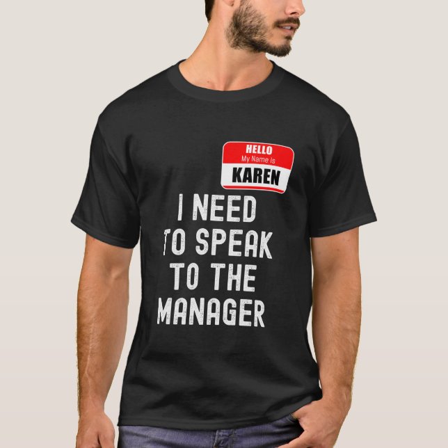 Karen Halloween Kostümvortrag vor Manager Funny T-Shirt (Vorderseite)