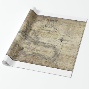 Karibik - alte Karte Geschenkpapier