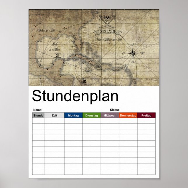 Karibik - alter Fahrplan Poster (Vorne)