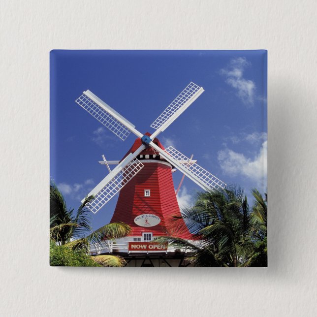 Karibik, Aruba. Alte Mühle, umgewandelt in "Mühle" Button (Vorderseite)