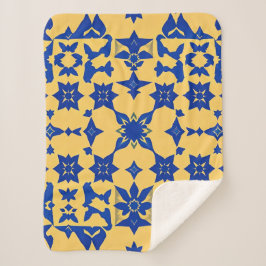 Karibik-Blau-Gold-Fliesenmotiv Muster Azulejo Sherpadecke