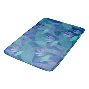 Karibik Blau Grün Aquarell Lila Blumen Badematte
