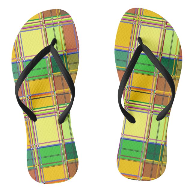 Karibik Buntes Tuch Madras Kariert Flip Flops (Fußbett)