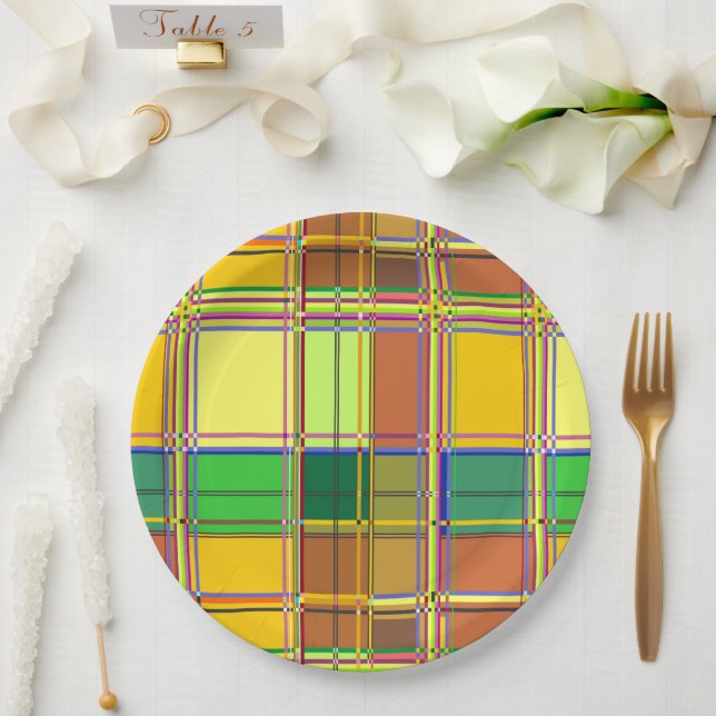 Karibik Buntes Tuch Madras Karo Pappteller (Hochzeit)