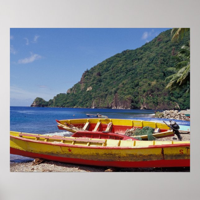 Karibik, BWI, St. Lucia, Sailboats, Soufriere. Poster (Vorne)