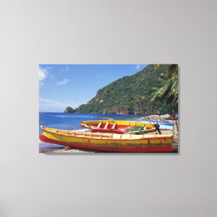 Karibik, BWI, St. Lucia, Segelboote, Soufriere. Leinwanddruck