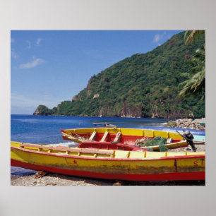 Karibik, BWI, St. Lucia, Segelboote, Soufriere. Poster
