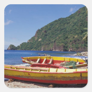 Karibik, BWI, St. Lucia, Segelboote, Soufriere. Quadratischer Aufkleber