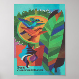 Karibik Farbige Retro Vintage Reise Poster