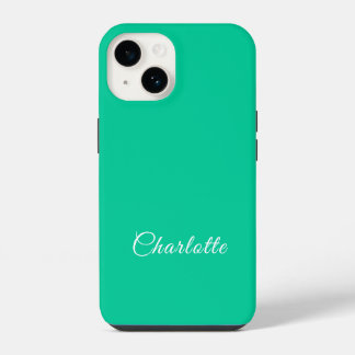 Karibik Green Solid Color Individuelle Name iPhone 14 Hülle