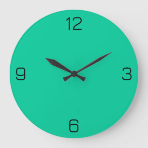 Karibik Grüne Farbe 00CC99 mit Option Name hinzufü Große Wanduhr