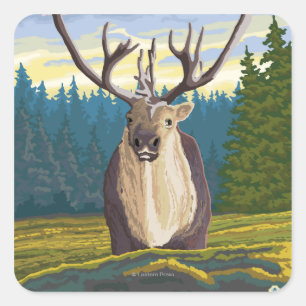 Karibik im Wild-Vintage Reiseplakat Quadratischer Aufkleber