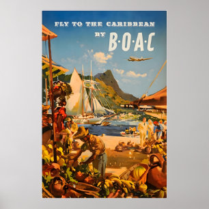 Karibik-Malerei BOAC Reiseplakat Kunstprint Poster