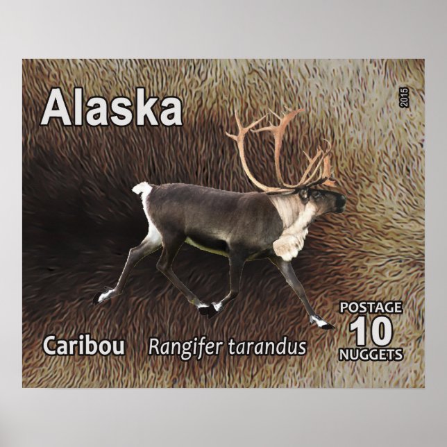Karibik (Reindeer) - Alaska Postage Poster (Vorne)