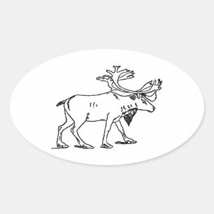 Karibik - Reindeer-Logo (Line Art. Ovaler Aufkleber