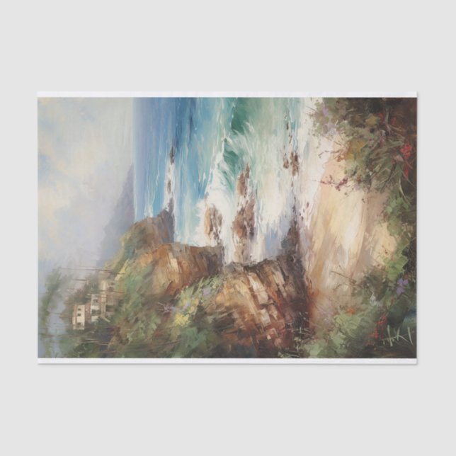 Karibik Rustikale Küstenmalerei Dekoupage Seidenpapier (Vorderseite)