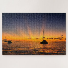 Karibik-Sonnenuntergang-Segelboot-Puzzle Puzzle