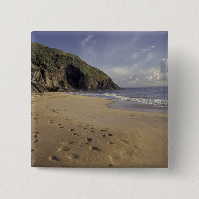 Karibik, St. Kitts. Footprints im Atlantik Button (Vorderseite)