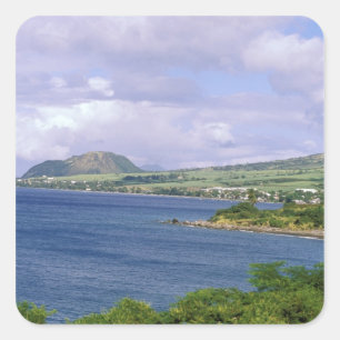 Karibik, St. Kitts, Roseau. Küste. Quadratischer Aufkleber