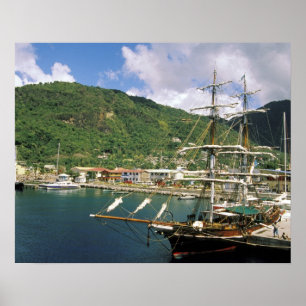 Karibik, St. Lucia, Soufriere. Boote in Poster
