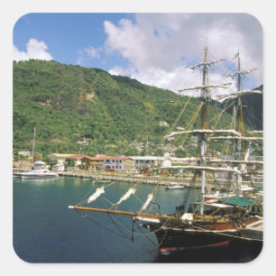 Karibik, St. Lucia, Soufriere. Boote in Quadratischer Aufkleber