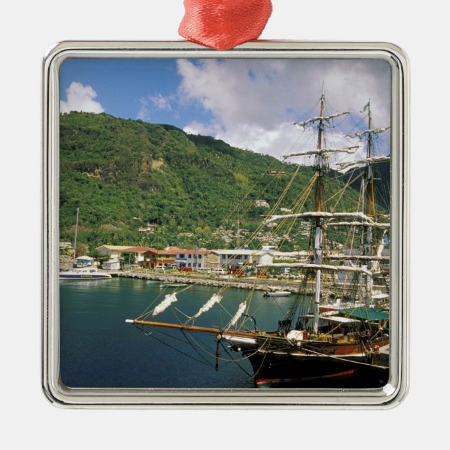 Karibik, St. Lucia, Soufriere. Boote in Silbernes Ornament (Vorne)