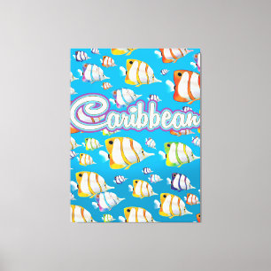 Karibik-Tropenfisch Reiseplakat. Leinwanddruck