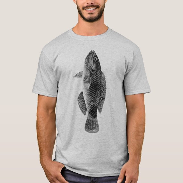 Karibik Tropical Reef Fisch, schwarz, weiß und gra T-Shirt (Vorderseite)