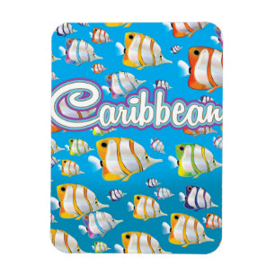 Karibik tropische Fische Reiseplakat. Magnet