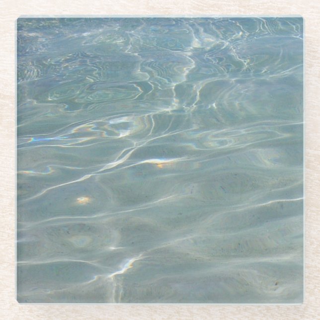 Karibik Wasser Abstrakt blauer Natur Glasuntersetzer (Vorderseite)
