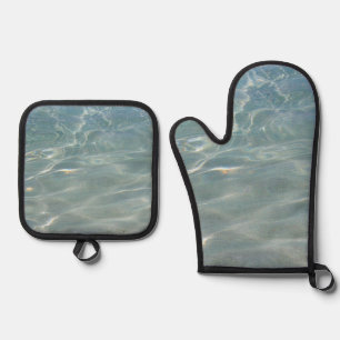 Karibik Wasser Abstrakt blauer Natur Ofenhandschuh & Topflappen-Set