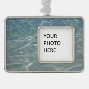 Karibik Wasser Abstrakt blauer Natur Rahmen-Ornament Silber