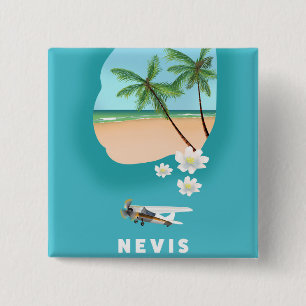 Karibikinsel Nevis Illustrierte Karte. Button