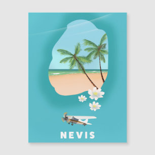 Karibikinsel Nevis Illustrierte Karte. Magnetkarte