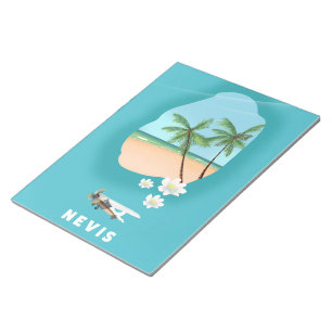 Karibikinsel Nevis Illustrierte Karte. Notizblock