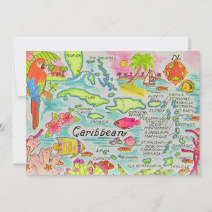 Karibikinseln 5x7 Karte Große Postkarte