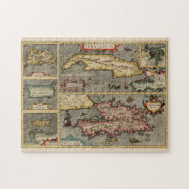 Karibikinseln Karte Vintag Jamaika Puerto Rico Puzzle