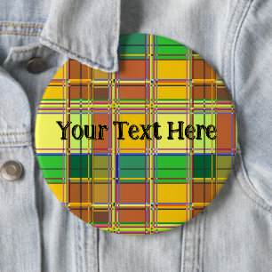 Karibische Bunte Leinwand Madras Tartan Button