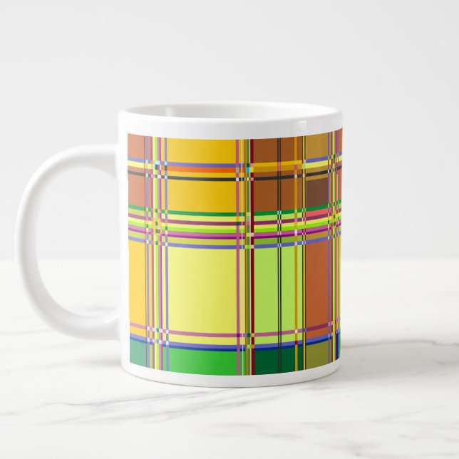 Karibische Bunte Stoff Madras Karo Jumbo-Tasse (Links)