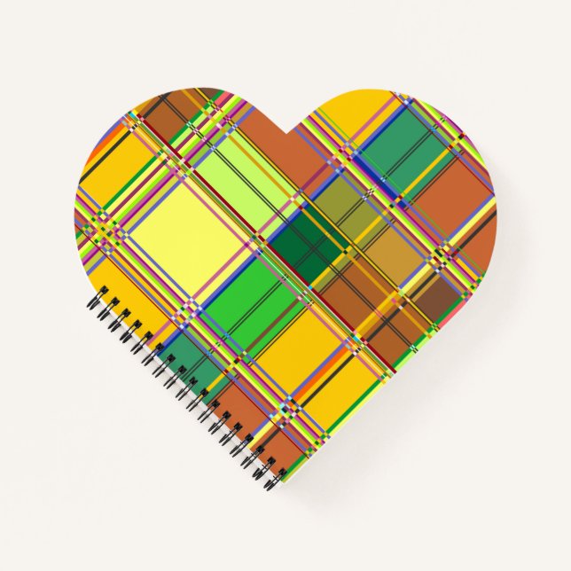 Karibische bunte Stoff Madras Karo Notizbuch (Vorderseite)