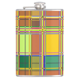 Karibische Bunte Stoff Madras Tartan Flachmann