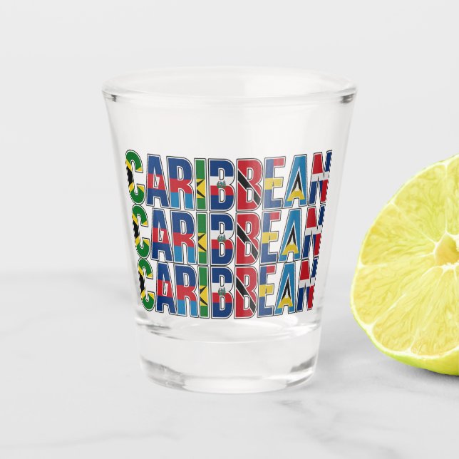 Karibische Flaggen Schnapsglas (Vorderseite)