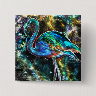 Karibische Flamingo-Digital-Kunst Button