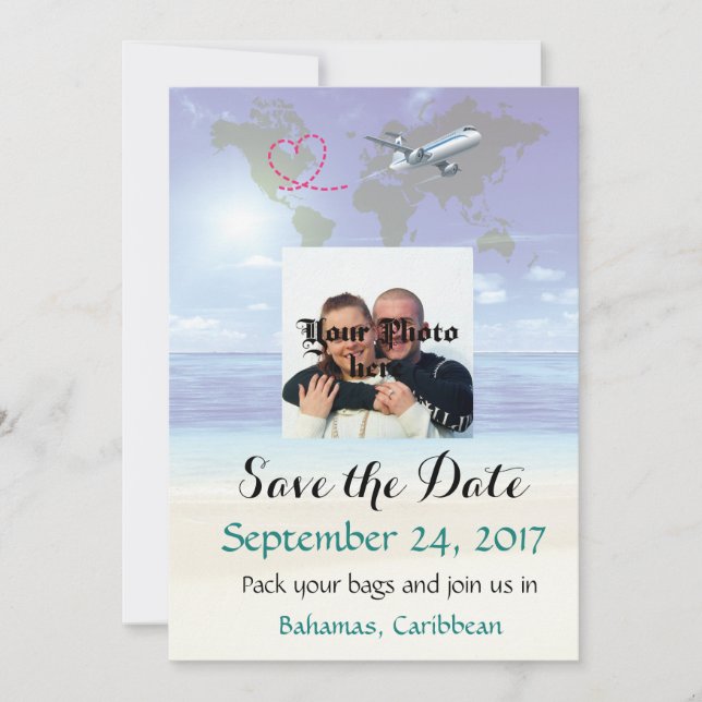 Karibische Hochzeit in Urlaubsort Save the Date Ka (Vorderseite)