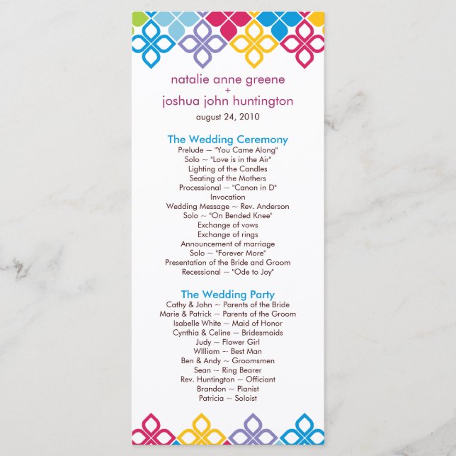 Karibische Inseln Hochzeitsprogramm Foto Keepake Programm (Vorderseite)