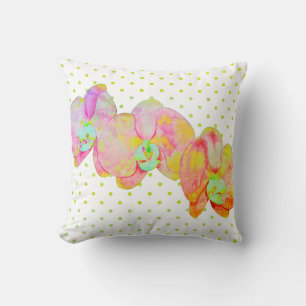 Karibische Orchideen, tropische Aquarellblumen Kissen