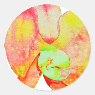 Karibische Orchideen, tropische Aquarellblumen Runder Aufkleber