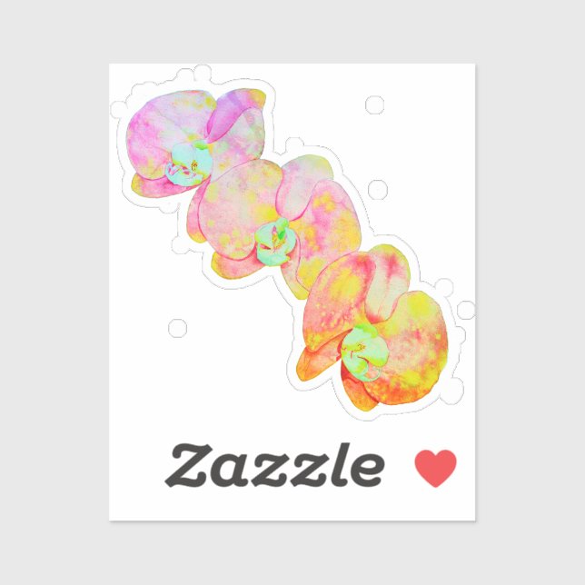 Karibische Orchideen, tropische Blume Aufkleber (Blatt)