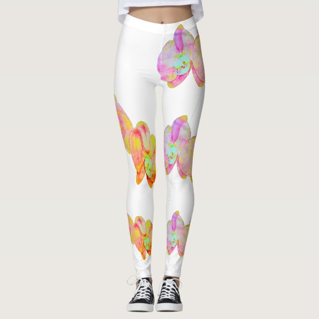 Karibische Orchideen, tropische Blume Leggings (Vorderseite)